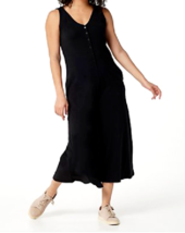 AnyBody Cozy Knit Luxe Button Down Sleeveless Jumpsuit- BLACK, MEDIUM - £23.26 GBP