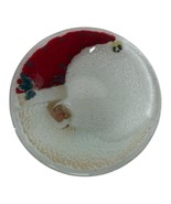 Signed Peggy Karr Fused Glass Christmas Small Plate Crescent Moon SANTA ... - $16.00