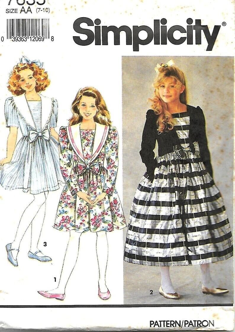 Simplicity Sewing Pattern 7635 Girls Dress Size 7-10 Bow Front - £7.03 GBP