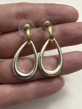 Napier Gold and Silver Tone Dangle Pierced Earrings - $7.69
