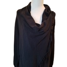 The Limited Wrap Sweater Size L Womens Black Long Sleeve Fringe Warm Cowl Neck - £15.91 GBP