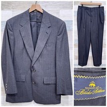 Brooks Brothers Wool Pinstripe Suit Gray Pleated Pants Vintage USA Mens 41R - £150.93 GBP