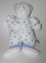 Aurora A&A Baby Plush white first teddy bear blue purple hearts flowers FLAW - $14.84