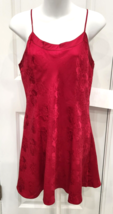 Cerie 100% Silk Lingerie Teddy Slip Dress Cherry Red Paisley Rose Adj Strap Med - $24.99