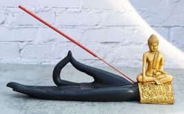 Feng Shui Yoga Shunya Mudra Golden Buddha Palm Hand Incense Burner Figurine - $34.99 CAD