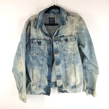 Pull &amp; Bear Mens Denim Jacket Acid Wash Retro Pockets L - £26.69 GBP