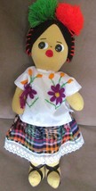 Mexico Peru Hand Crafted Folk Art Doll Plush Figure 13.5&quot; Vintage - £30.36 GBP