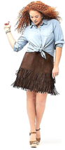  Fringet Skirt Lane Bryant Sz.22 Brown  - £31.45 GBP