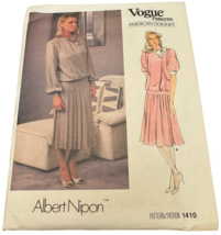 Vogue Sewing Pattern 1410 Albert Nipon Misses Dress Below Knee Modest 12 Uncut - £9.58 GBP