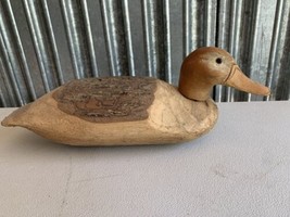 Vintage Wooden Hand Carved Duck Decoy Bird 14.5x5x6 - £44.42 GBP