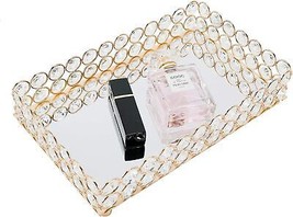 Mirrored Crystal Cosmetic Tray Vanity Makeup Tray Ornate Jewelry Trinket... - $31.21