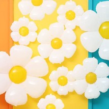 Daisy Balloons 9 Pieces 3 Sizes White Daisy Flower Balloons For Daisy Theme Girl - £12.70 GBP