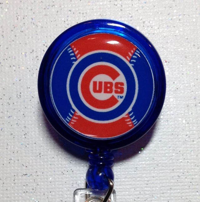 Mlb Chicago Cubs Badge Reel Id Holder - New Handmade Red Blue Plastic - £7.18 GBP