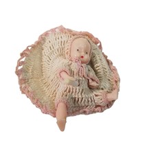 Vintage Baby Doll Crocheted Dress Pillow Bottle Little Small Hard Plastic - £11.73 GBP