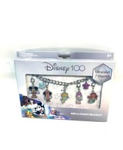 Disney 100 ** 1 Bracelet With 7 Charms ** Add A Charm Bracelet New In box - £7.03 GBP