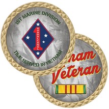 Marine Corps Vietnam Veteran 1ST Battalion 1ST Marines 1.75&quot; Challenge Coin - £28.89 GBP