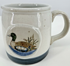 Duck Stoneware Mug Vintage Rustic Farmhouse Wildlife Speckled Pottery Cup - $16.82
