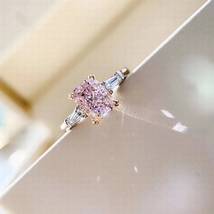 2.5Ct Light Pink Sapphire Radiant&amp; Baguette Fancy Engagement Ring,Valentine Gift - £79.13 GBP