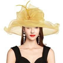 Derby Hats Women Organza Kentucky Fascinator UV Protection Sun Hat - $32.47 CAD