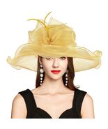 Derby Hats Women Organza Kentucky Fascinator UV Protection Sun Hat - $32.47 CAD