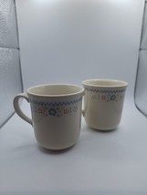 Vintage Corelle Corning Ware Needlepoint Coffee Mugs Cups Beige (Set Of 2) - $8.08