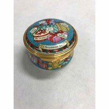 Enameled Trinket box Dish VINTAGE MCM porcelain lid 1995 Christmas Halcyon - £39.42 GBP