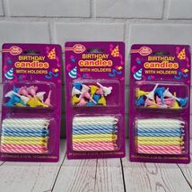 VTG Betty Crocker Birthday Candles With Holders 2.5" Striped Candles Pin... - $9.45