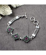 Real Sterling Silver Fabulous Cut Stone Oxidized Women Bracelet - $116.34