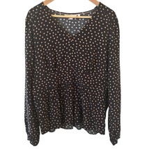 Boden Womens Elise Spotted Blouse Polka Dot Top Size 12 Black VNeck Work... - $22.99