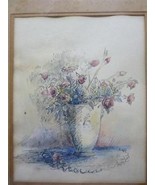 Vintage Shoshana Yadin Israeli Painting Vase &amp;Red Roses - £56.12 GBP