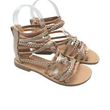 Harper Canyon Girls Strappy Sandals Metallic Zipper Glitter Faux Leather Gold 13 - £10.06 GBP