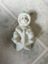 3&quot; Department 56 Snowbabies Sitting On A Star Bisque Ornament 1993 Vintage - $14.95