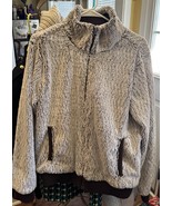 Patagonia Conejo Fleece Jacket Women Large White and Brown High Loft Bomber - $951.78 MXN