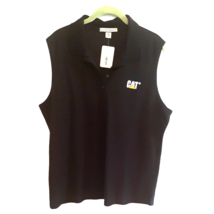 CAT Caterpillar Inc Sleeveless Black Polo Top Womens 2X Collared Knit - £12.97 GBP