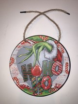 Dr. Suess The Grinch Ho Ho Ho Wooden Christmas Sign 8 Inch Diameter - £7.87 GBP