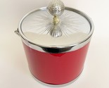 Vtg Norleans Japan Red Ice Bucket Mid Century Golf Ball Handle Chrome - $19.79