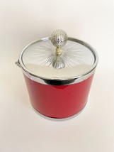 Vtg Norleans Japan Red Ice Bucket Mid Century Golf Ball Handle Chrome - £15.56 GBP