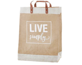 LIVE SIMPLY  Farmers Market Tote, Boho Reusable Grocery Bag with Leather... - $44.54