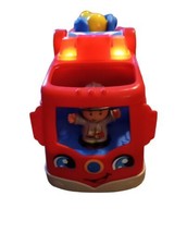 FISHER-PRICE Little People Firetruck & Fireman Lights Sirens Sounds Red Yellow  - £10.45 GBP