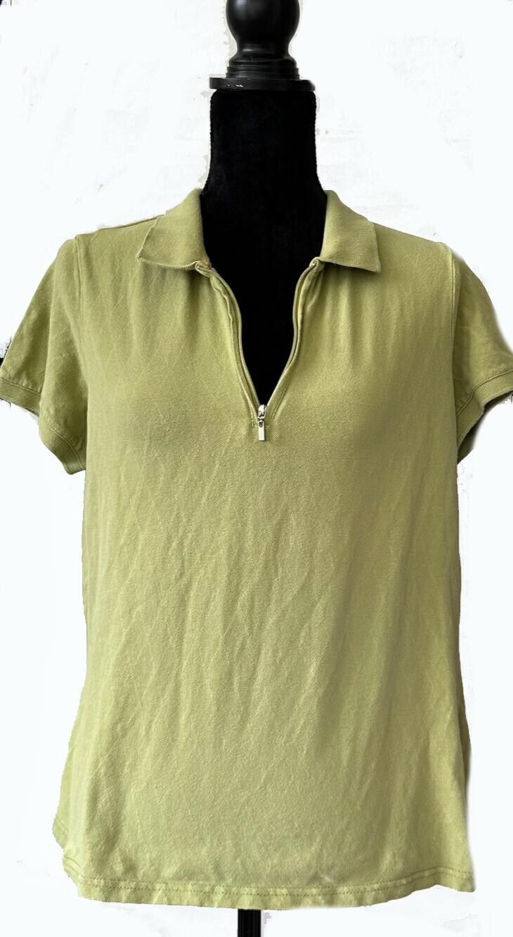 Ladies Basic Editions Polo Shirt, Cotton/Poly, XL, Beige Check Knit - $12.97