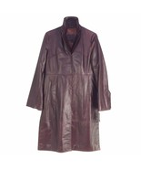 43018 Wine, Guess Women Long Leather Coat With Two Back Splits, Sleeve S... - $7,444.75 MXN