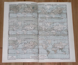 1901 Antique Chart Climatic Map The World Weather Isotherms America Asia Europe - $22.93