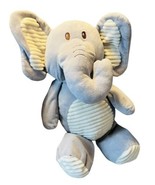 Kellytoy Gray Elephant Plush Rattle Cream Ribbed Velour Baby Toy 20 inch... - $22.43