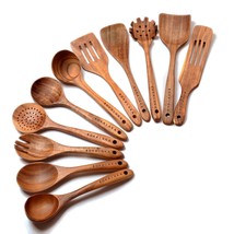 Wooden Spoons For Cooking,11 Pack Teak Wooden Cooking Utensils Wooden Kitchen Ut - £42.79 GBP