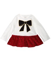 First Impressions Infant Girls Bow Check Peplum T-Shirt,Angel White,6-9 ... - £12.27 GBP
