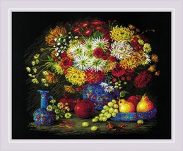 RIOLIS Counted Cross Stitch Kit 19.75&quot;X15.75&quot;-Still Life With Chrysanthemums (14 - £33.54 GBP