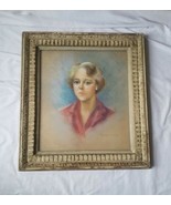 Vintage MCM 1952 Women Pastel Portrait Original Aged Frame, Mae Zeyher s... - £182.01 GBP