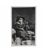 1910s RPPC Real Photo Postcard Edwardian Little Girl Holding Jointed Ted... - $31.70 CAD