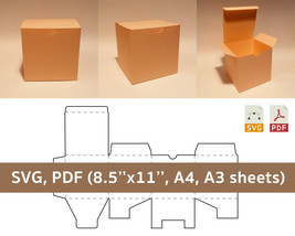 Classic box template, simple box, square box, cube box, shipping box, SVG Cricut - £1.17 GBP