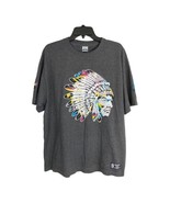 Hustlegang Mens Tee Shirt Size XL Gray Native American Feathers Short Sl... - £28.59 GBP